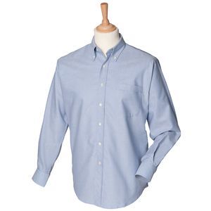 Henbury HB510 - Camisa Oxford de manga larga Azul