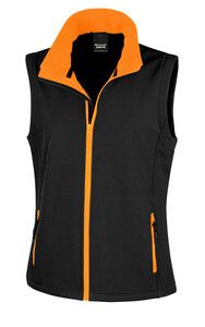 Result R232F - Chaleco Softshell Core para Damas de fácil impresión Black / Orange