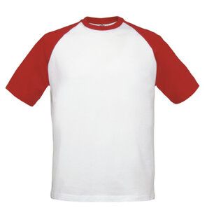 B&C BC231 - Camiseta de manga raglán para niños Blanco / Rojo