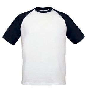 B&C BC231 - Camiseta de manga raglán para niños Blanco / Azul marino