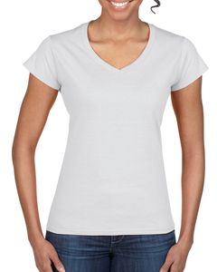 Gildan GN647 - Camiseta Cuello V para Mujer Softstyle Blanco
