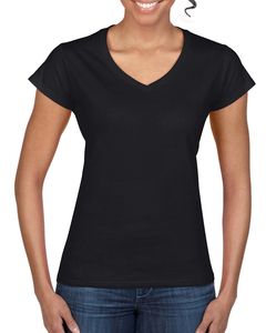 Gildan GN647 - Camiseta Cuello V para Mujer Softstyle Negro