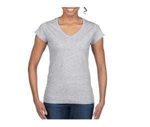 Gildan GN647 - Camiseta Cuello V para Mujer Softstyle Deporte Gris