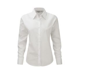 Russell Collection JZ32F - Camisa Manga Larga Easy Care Oxford Blanco