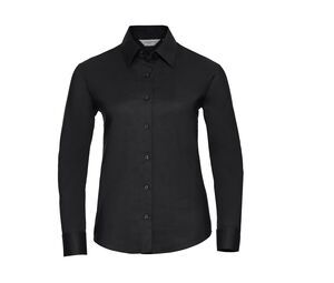 Russell Collection JZ32F - Camisa Manga Larga Easy Care Oxford Negro