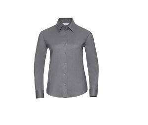 Russell Collection JZ32F - Camisa Manga Larga Easy Care Oxford Plata