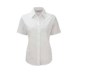 Russell Collection JZ33F - Camisa Manga Corta Easy Care Oxford Blanco