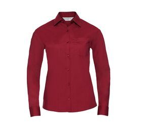 Russell Collection JZ34F - Camisa PopelÍn Para Mujer Classic Red