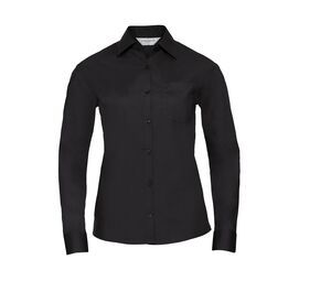 Russell Collection JZ34F - Camisa PopelÍn Para Mujer Negro
