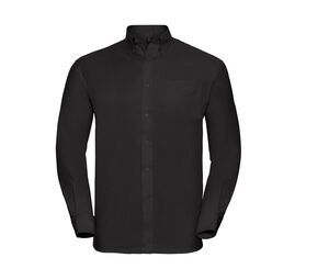 Russell Collection JZ932 - Camisa manga Larga Easy Care Oxford Negro