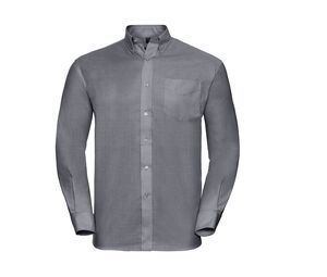 Russell Collection JZ932 - Camisa manga Larga Easy Care Oxford Plata