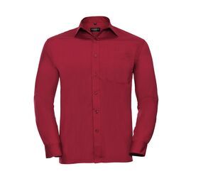 Russell Collection JZ934 - Camisa manga Larga Polycotton Easy Care Poplin Classic Red