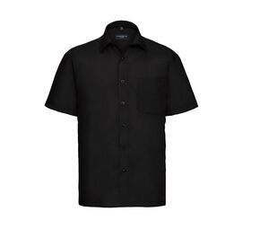 Russell Collection JZ935 - Camisa manga Corta Polycotton Easy Care Poplin Negro