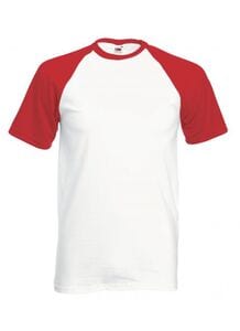 Fruit of the Loom SC237 - Camiseta Baseball Blanco / Rojo