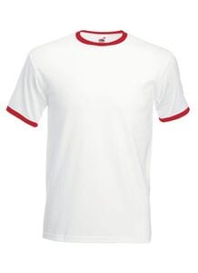 Fruit of the Loom SC245 - Camiseta Ringer para Hombre Blanco / Rojo