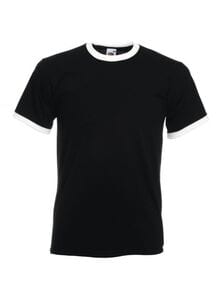 Fruit of the Loom SC245 - Camiseta Ringer para Hombre Negro / Blanco