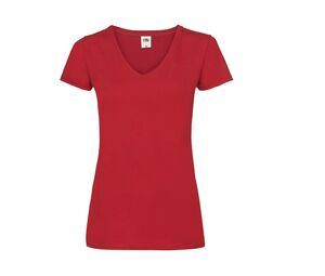 Fruit of the Loom SC601 - Camiseta con cuello en V para mujer Rojo