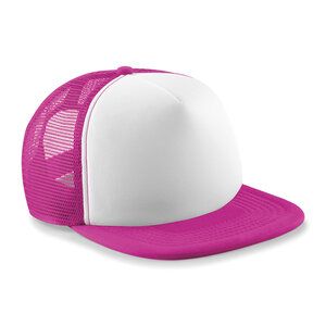 Beechfield BF64B - Gorra visera Junior Vintage Snapback Trucker Fuchsia/white