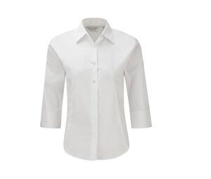 Russell Collection JZ46F - Camisa de Mangas 3/4 para mujer Blanco