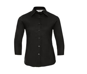 Russell Collection JZ46F - Camisa de Mangas 3/4 para mujer Negro