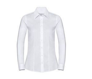 Russell Collection JZ62F - Camisa Clásica Manga Larga Easy Care Oxford Blanco