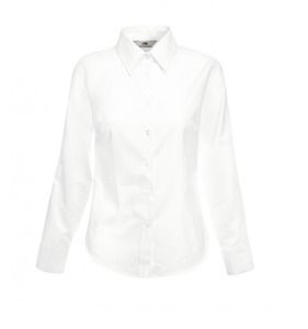 Fruit of the Loom SC411 - Camisa manga larga poplin para mujer Blanco