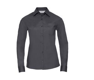 Russell Collection JZ34F - Camisa PopelÍn Para Mujer Convoy Grey
