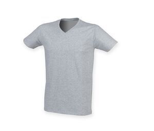 Skinnifit SF122 - Camiseta cuello V Feel Good para hombre Gris mezcla