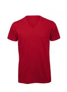 B&C BC044 - Camiseta Cuello V para Hombre Rojo