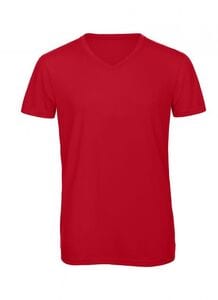 B&C BC057 - Camiseta Cuello V Tri-Blend Para Hombre TM057 Rojo