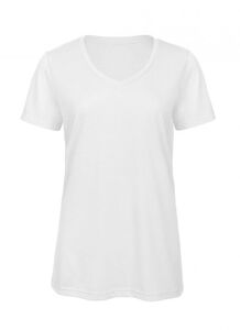 B&C BC058 - Camiseta Cuello V Tri-Blend Para Mujer TW058 Blanco