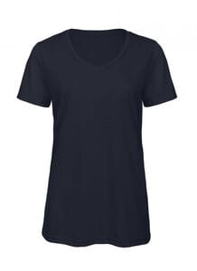B&C BC058 - Camiseta Cuello V Tri-Blend Para Mujer TW058 Azul marino