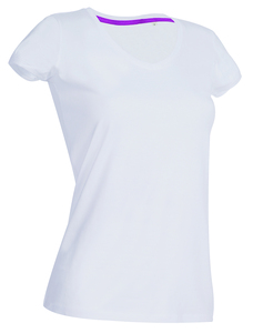 Stedman STE9130 - Camiseta Cuello Pico Mujer Megan Blanco