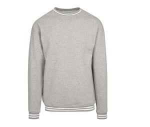 Build Your Brand BY104 - Sudadera de Rayas para hombre BY104 Heather Grey / White