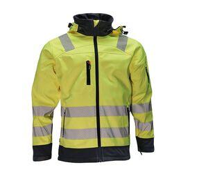 Herock HK190 - Chaqueta Softshell de alta visibilidad Gregor Fluorescent Yellow/Navy