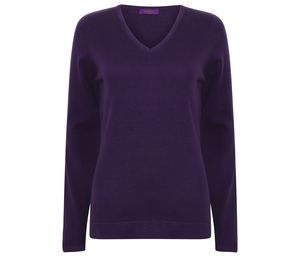 Henbury HY721 - Jersey mujer cuello pico Purple