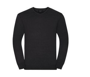 Russell Collection JZ710 - Jersey knit cuello V Charcoal Marl