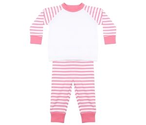 Larkwood LW072 - Pijama de rayas de niños LW072 Pink Stripe / White