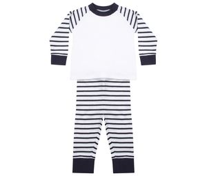 Larkwood LW072 - Pijama de rayas de niños LW072 Navy Stripe / White