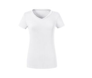 Russell RU103F - Camiseta orgánica de cuello en V para mujeres White