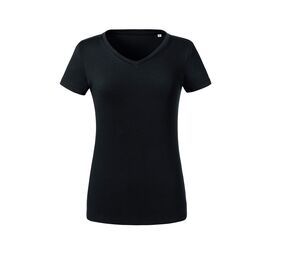 Russell RU103F - Camiseta orgánica de cuello en V para mujeres Black