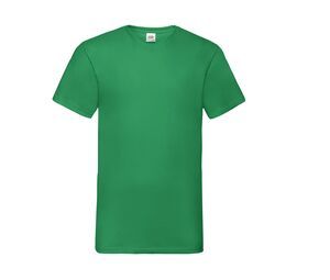 Fruit of the Loom SC234 - Camiseta económica con cuello en V para hombre Verde pradera