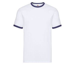 Fruit of the Loom SC245 - Camiseta Ringer para Hombre Blanco / Azul marino