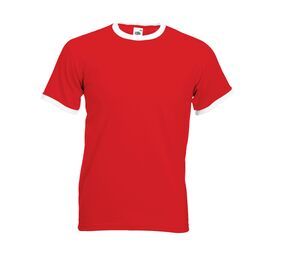 Fruit of the Loom SC245 - Camiseta Ringer para Hombre Rojo