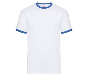 Fruit of the Loom SC245 - Camiseta Ringer para Hombre Blanco / Azul royal