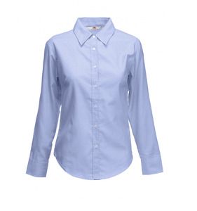 Fruit of the Loom SC411 - Camisa manga larga poplin para mujer Azul medio