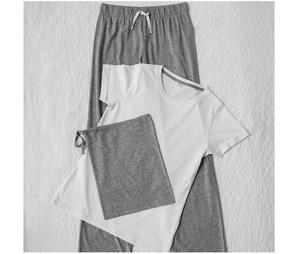 Towel city TC053 - Pijama de mujer largo TC035 White / Heather Grey
