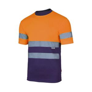 VELILLA V5506 - Camiseta técnica bicolor alta visibilidad Fluo Orange / Navy