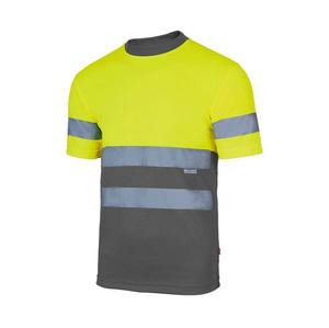 VELILLA V5506 - Camiseta técnica bicolor alta visibilidad Fluo Yellow / Grey