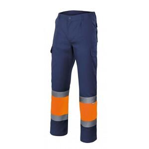 VELILLA VL157 - Pantalón bicolor de alta visibilidad VL157 Navy/Fluo Orange